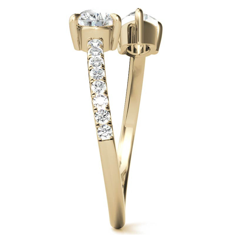 Pear Moissanite Two-Stone Open Moissanite Ring
