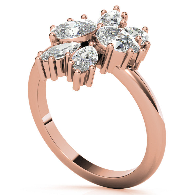 Pear and Marquise Moissanite Cluster Style Cocktail Ring