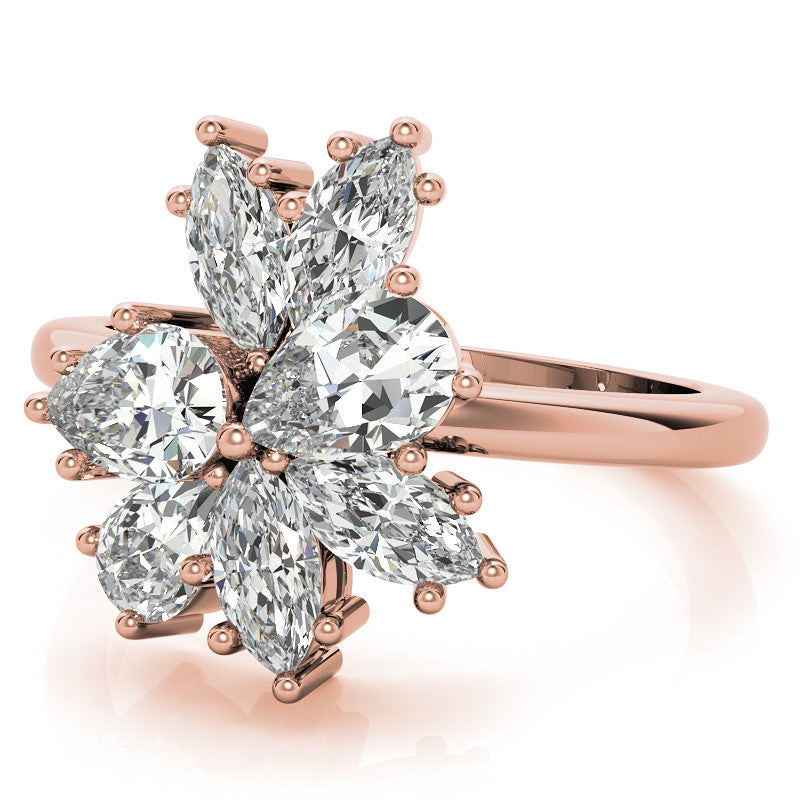 Pear and Marquise Moissanite Cluster Style Cocktail Ring