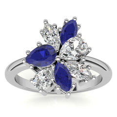Pear and Marquise Moissanite Cluster Style Cocktail Ring