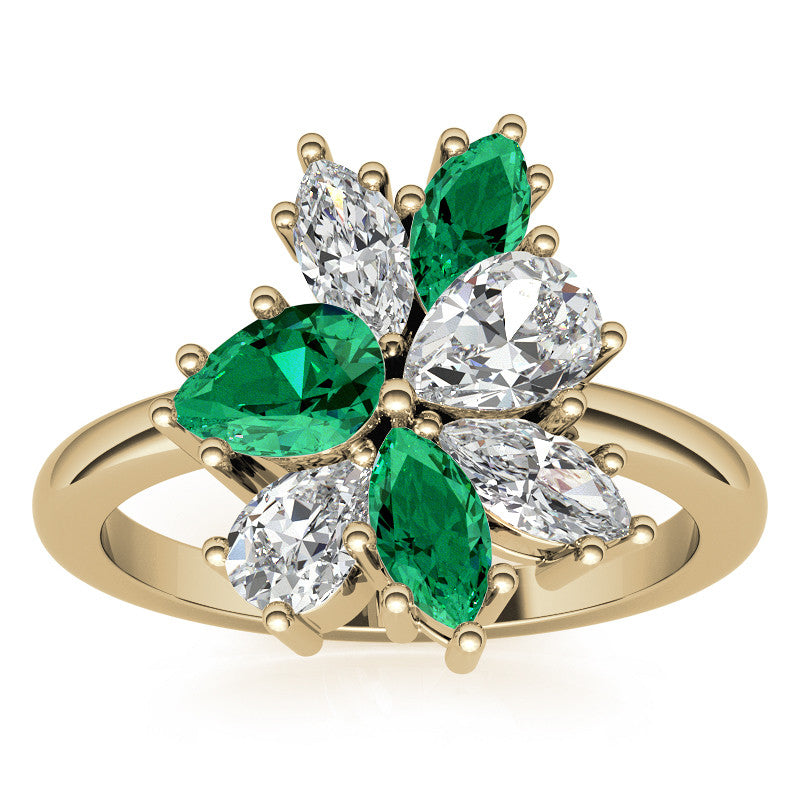Pear and Marquise Moissanite Cluster Style Cocktail Ring