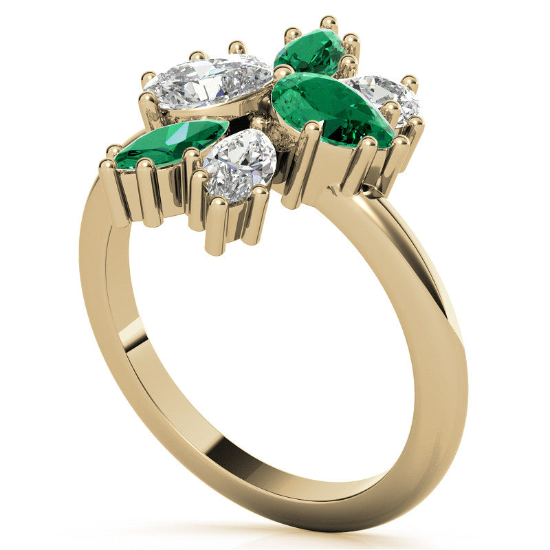 Pear and Marquise Moissanite Cluster Style Cocktail Ring