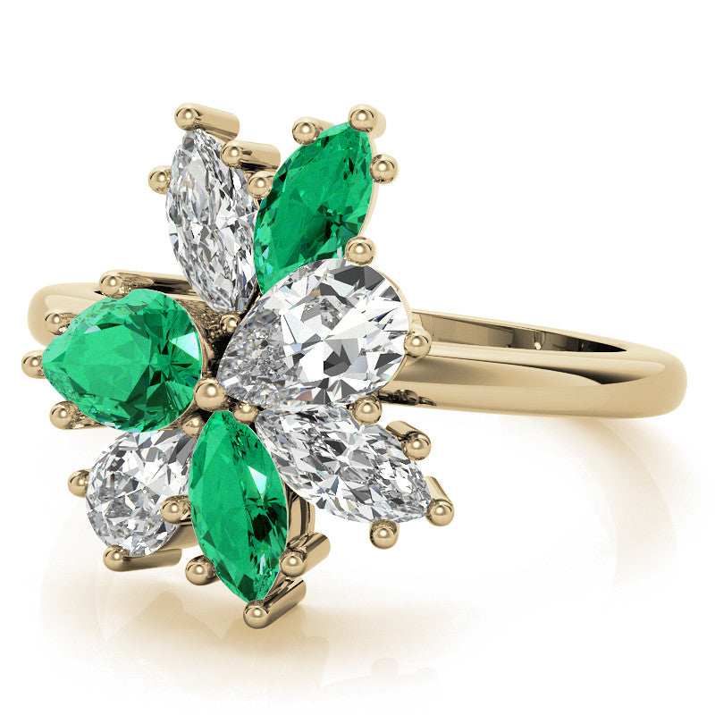 Pear and Marquise Moissanite Cluster Style Cocktail Ring