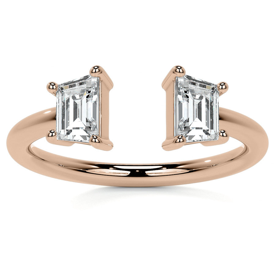 Trapezoid Moissanite Two-Stone Open Ring