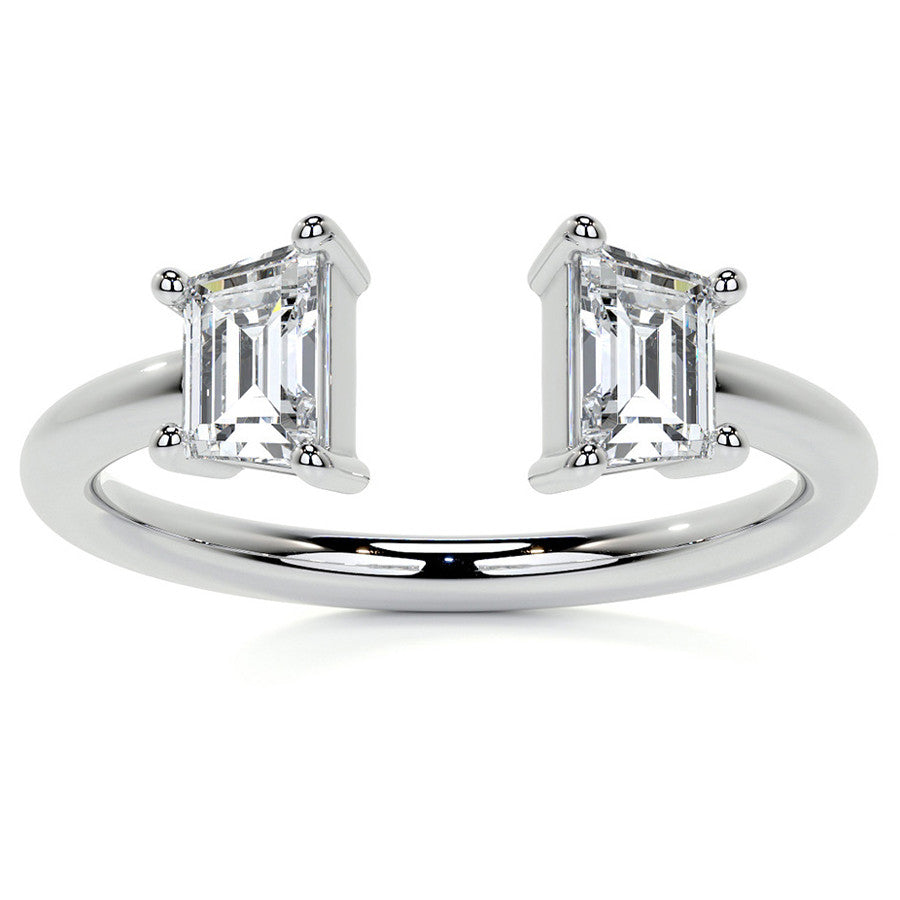 Trapezoid Moissanite Two-Stone Open Ring