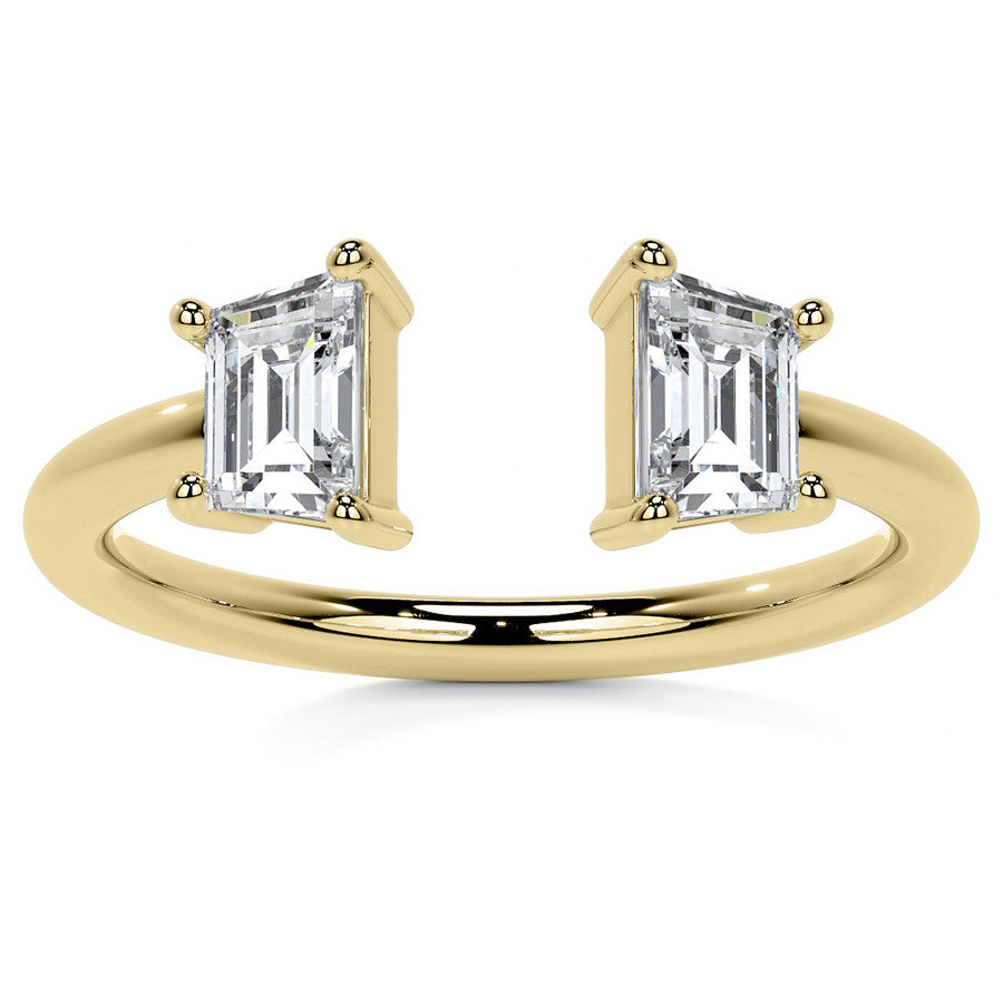 Trapezoid Moissanite Two-Stone Open Ring