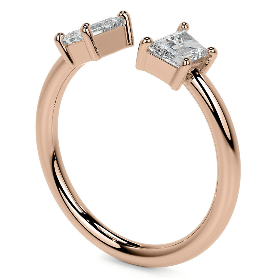 Trapezoid Moissanite Two-Stone Open Ring