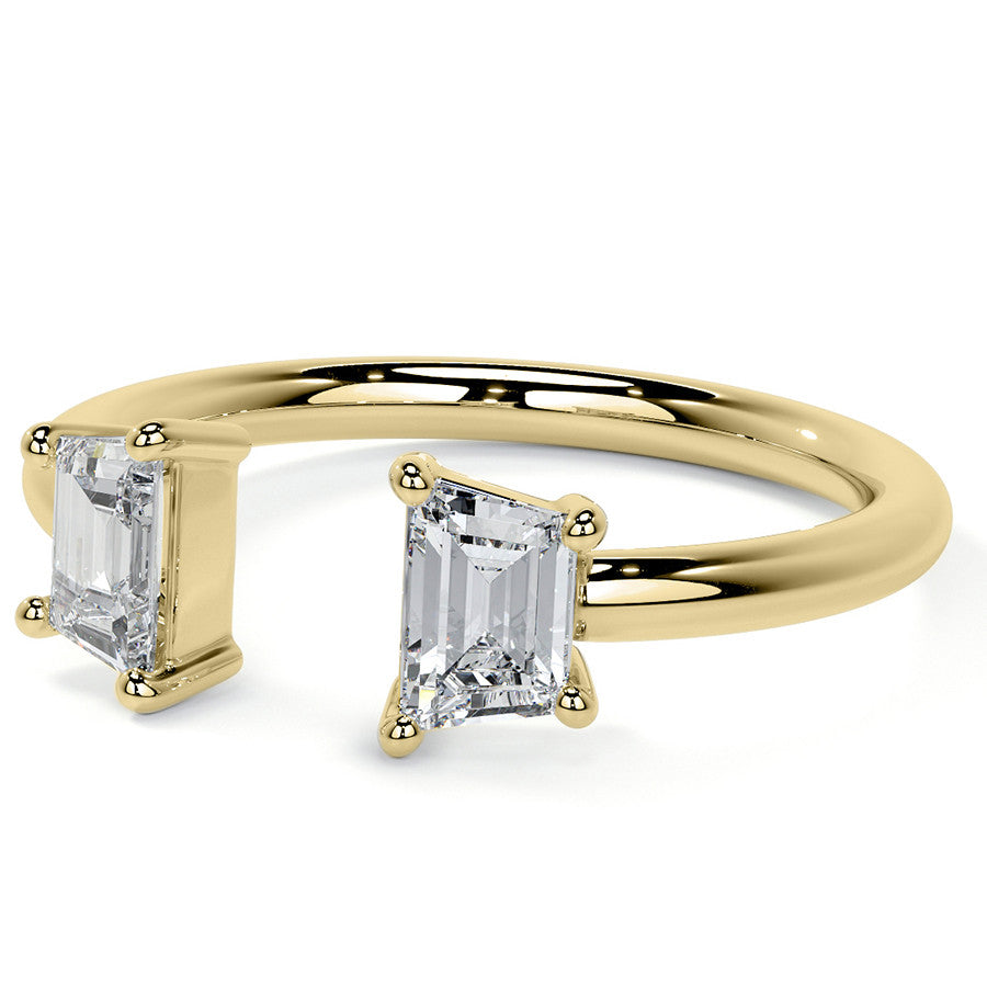 Trapezoid Moissanite Two-Stone Open Ring