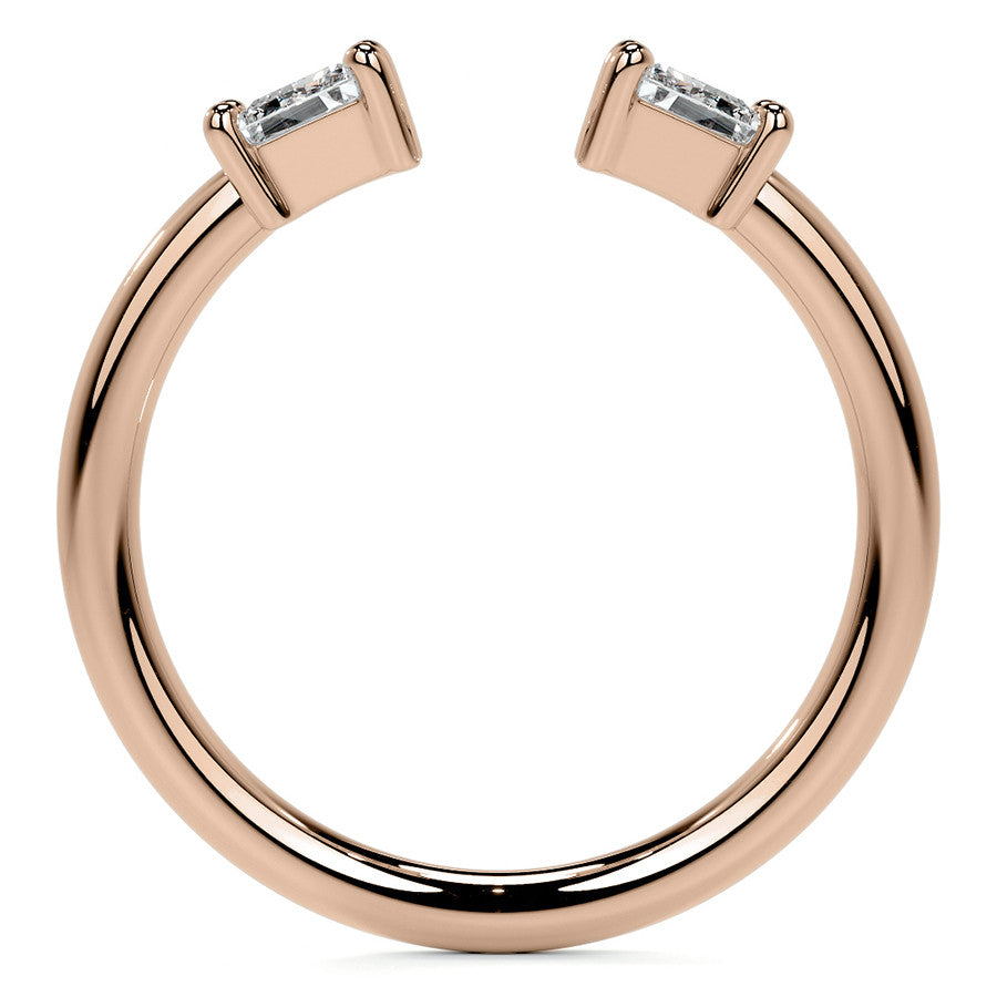 Trapezoid Moissanite Two-Stone Open Ring