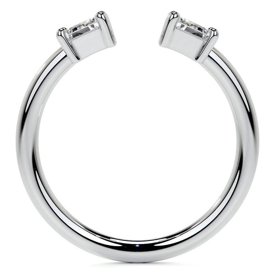 Trapezoid Moissanite Two-Stone Open Ring