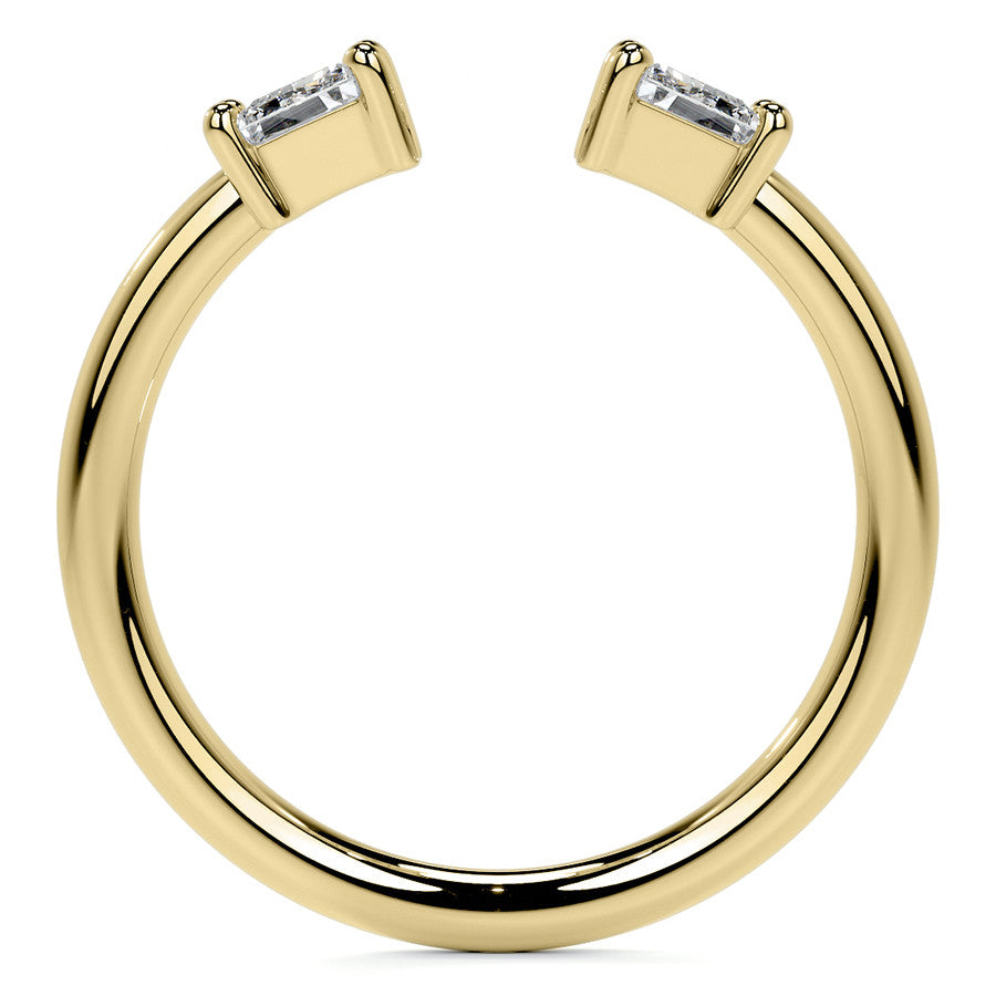 Trapezoid Moissanite Two-Stone Open Ring