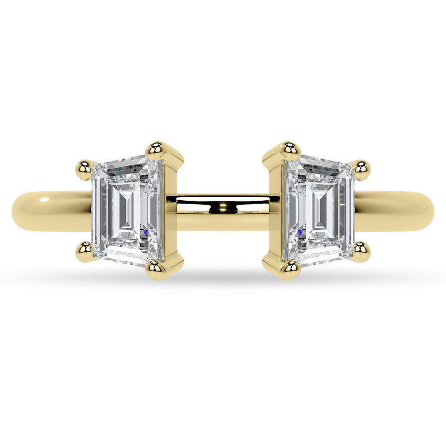 Trapezoid Moissanite Two-Stone Open Ring
