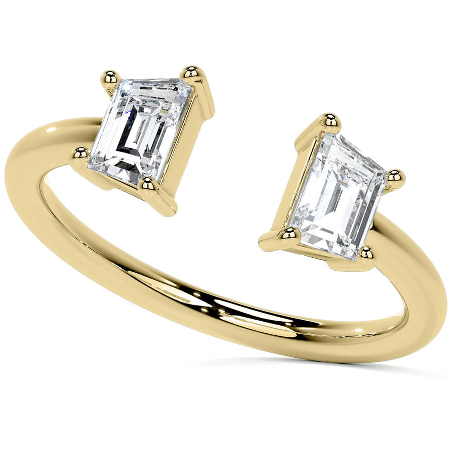 Trapezoid Moissanite Two-Stone Open Ring