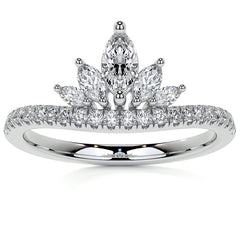 Marquise and Round Brilliant Moissanite Crown Inspired Right Hand Ring