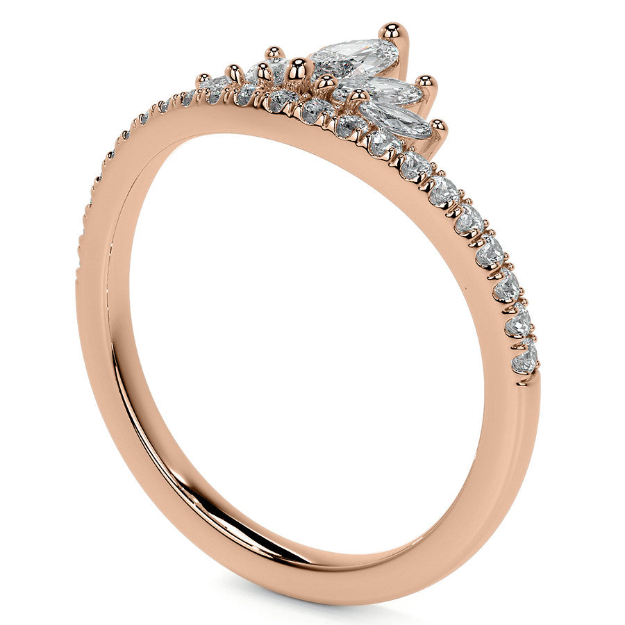 Marquise and Round Brilliant Moissanite Crown Inspired Right Hand Ring