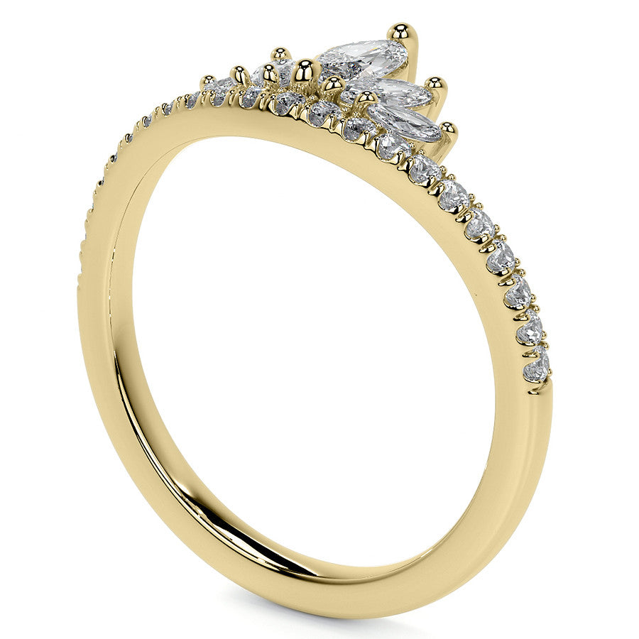 Marquise and Round Brilliant Moissanite Crown Inspired Right Hand Ring