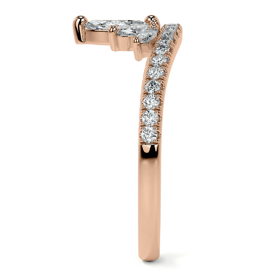 Marquise and Round Brilliant Moissanite Crown Inspired Right Hand Ring