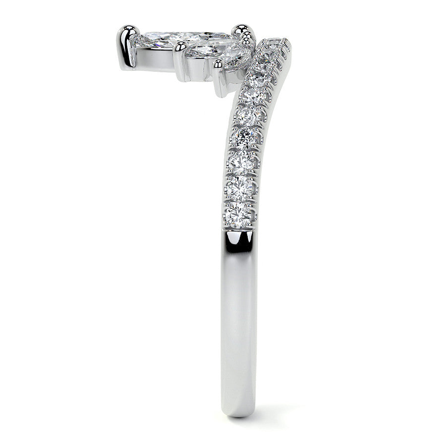 Marquise and Round Brilliant Moissanite Crown Inspired Right Hand Ring