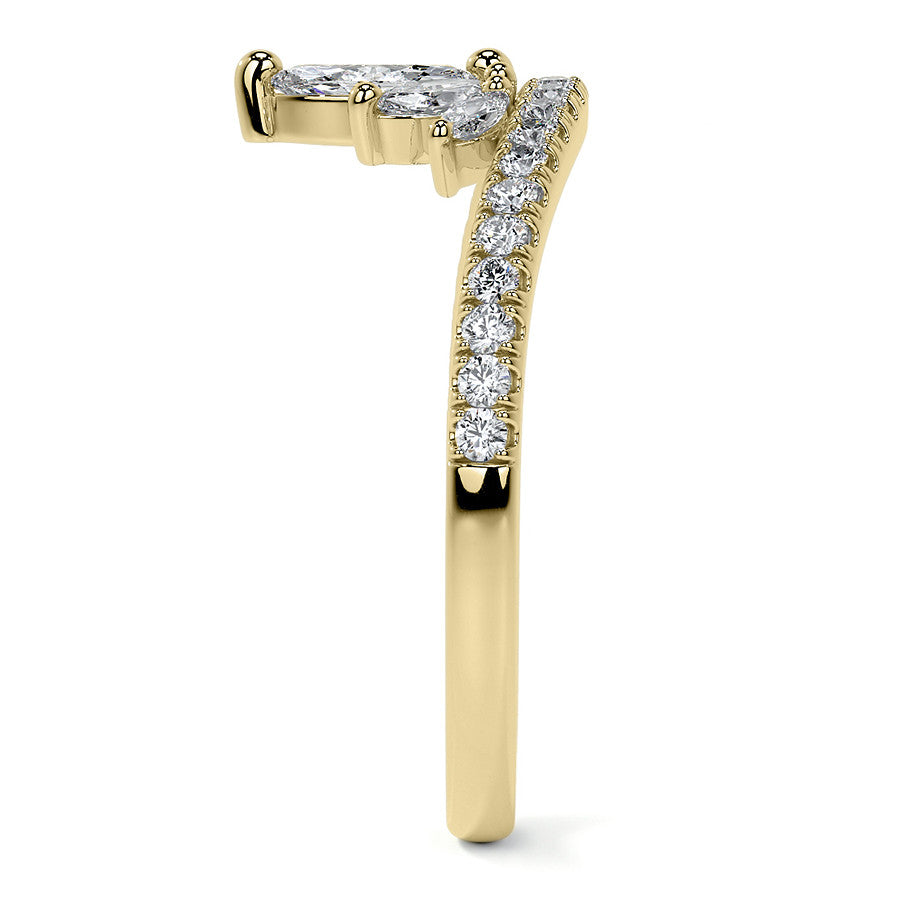 Marquise and Round Brilliant Moissanite Crown Inspired Right Hand Ring