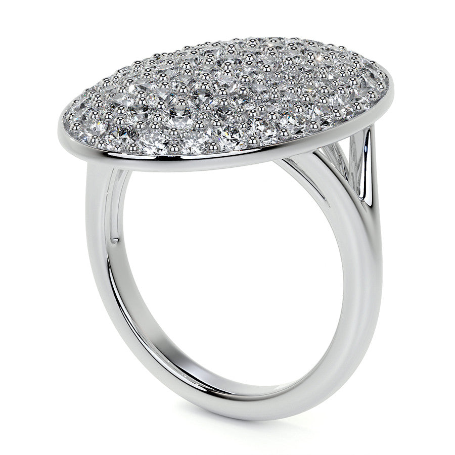 Oval Shaped Split Shank Pave Style Moissanite Right Hand Ring
