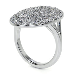 Oval Shaped Split Shank Pave Style Moissanite Right Hand Ring