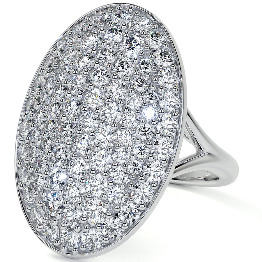 Oval Shaped Split Shank Pave Style Moissanite Right Hand Ring