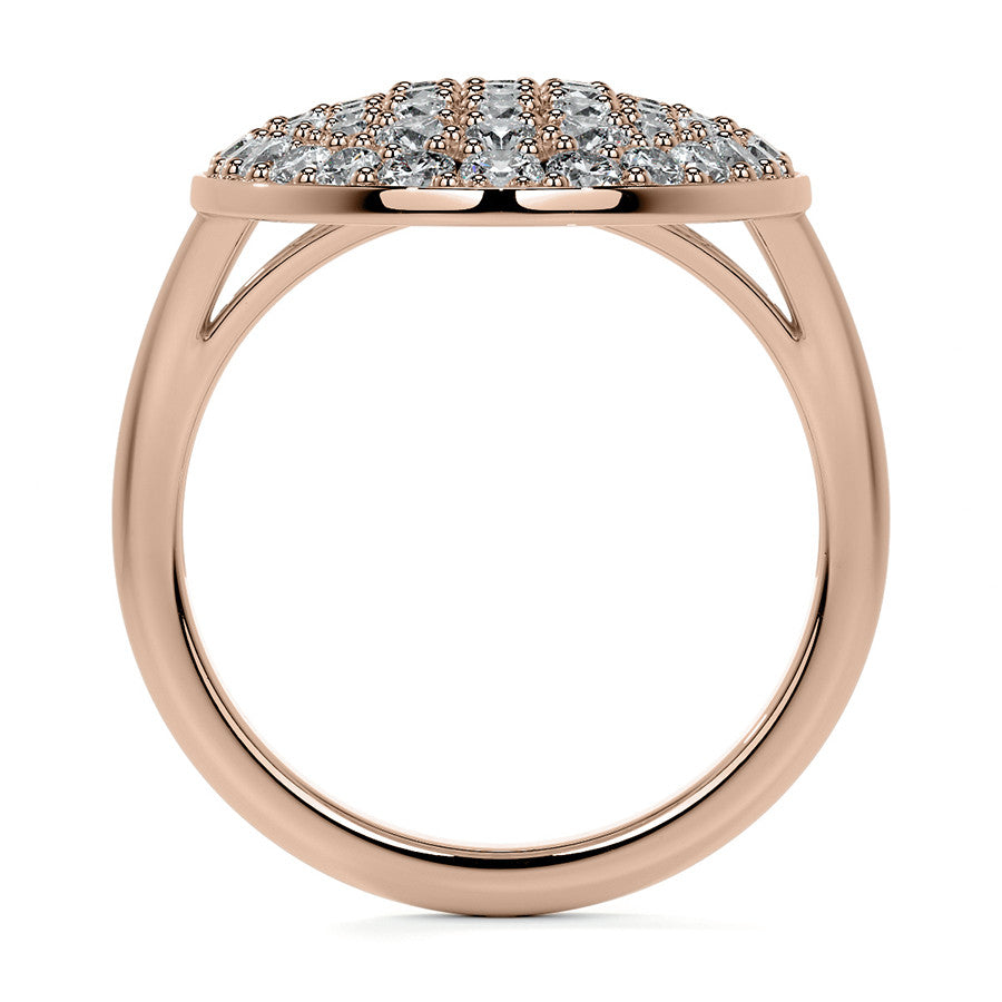 Oval Shaped Split Shank Pave Style Moissanite Right Hand Ring