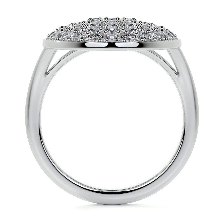 Oval Shaped Split Shank Pave Style Moissanite Right Hand Ring