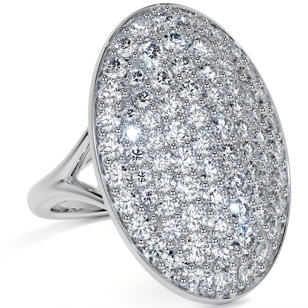 Oval Shaped Split Shank Pave Style Moissanite Right Hand Ring