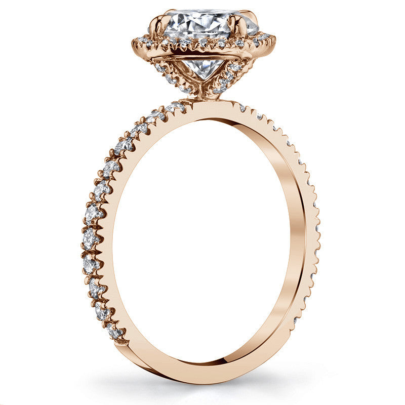 Round Kite-Set Moissanite with Cushion Halo Engagement Ring