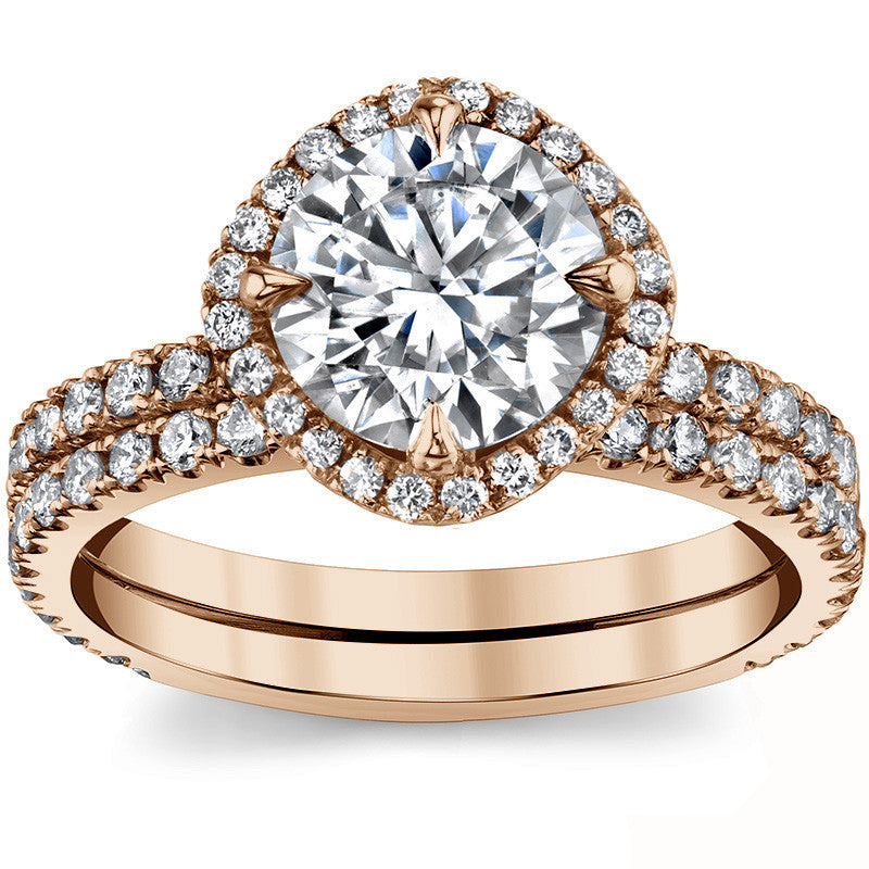 Round Kite-Set Moissanite with Cushion Halo Engagement Ring