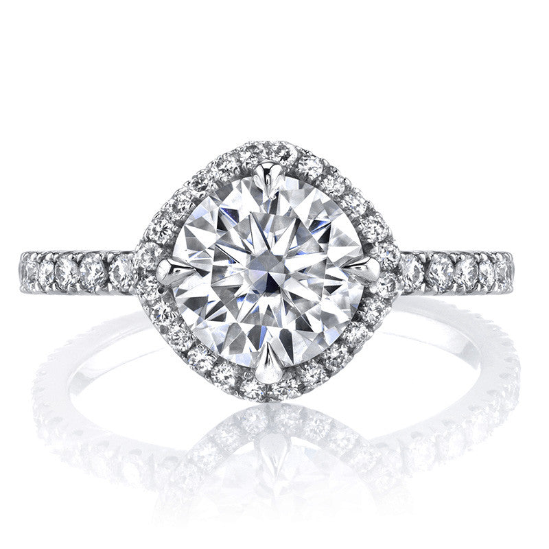 Round Kite-Set Moissanite with Cushion Halo Engagement Ring