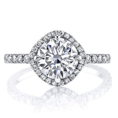 Round Kite-Set Moissanite with Cushion Halo Engagement Ring