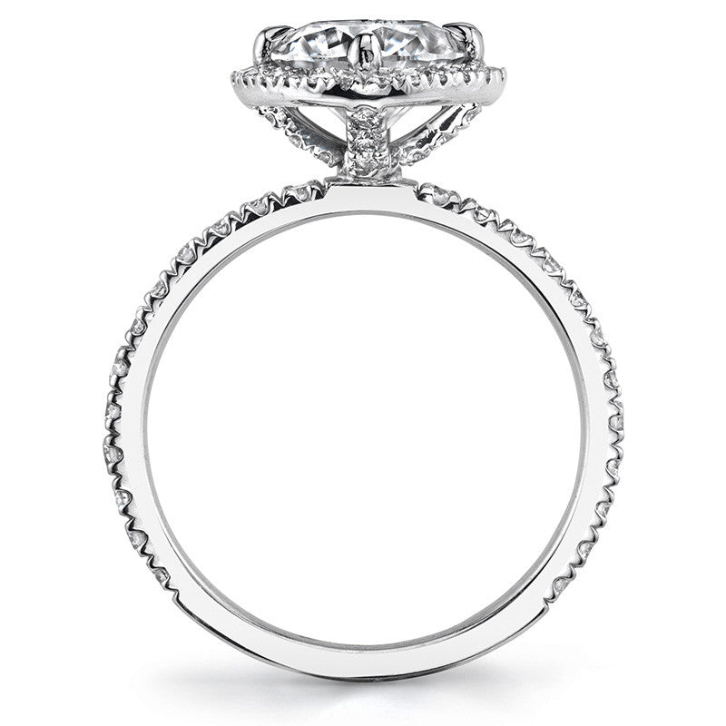 Round Kite-Set Moissanite with Cushion Halo Engagement Ring