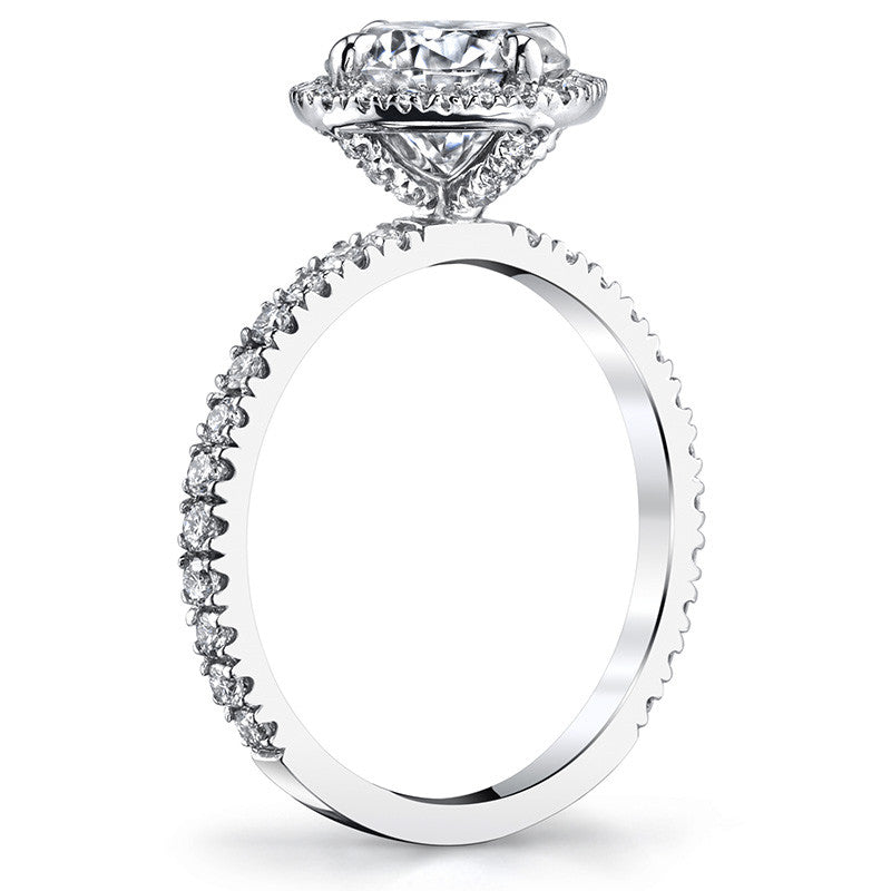 Round Kite-Set Moissanite with Cushion Halo Engagement Ring