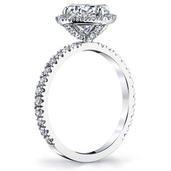 Round Kite-Set Moissanite with Cushion Halo Engagement Ring