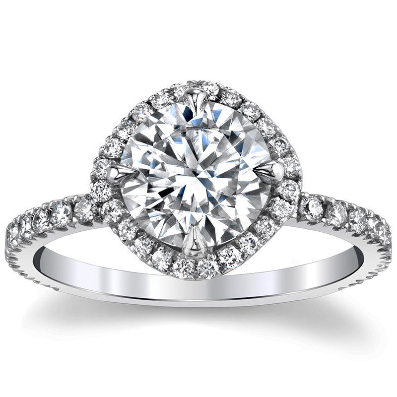 Round Kite-Set Moissanite with Cushion Halo Engagement Ring
