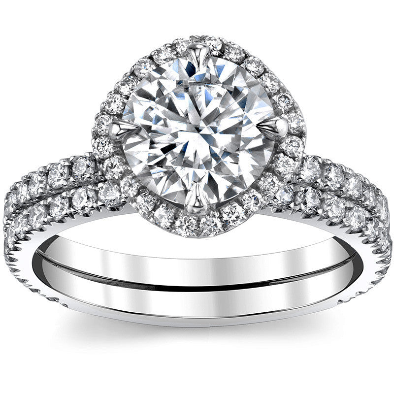 Round Kite-Set Moissanite with Cushion Halo Engagement Ring