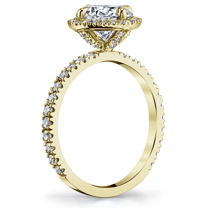 Round Kite-Set Moissanite with Cushion Halo Engagement Ring