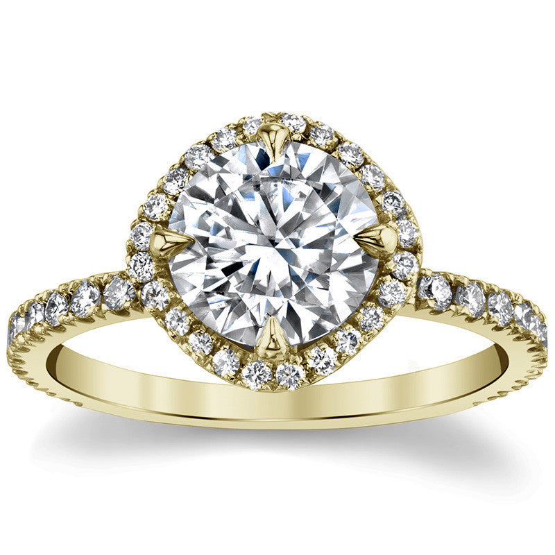 Round Kite-Set Moissanite with Cushion Halo Engagement Ring