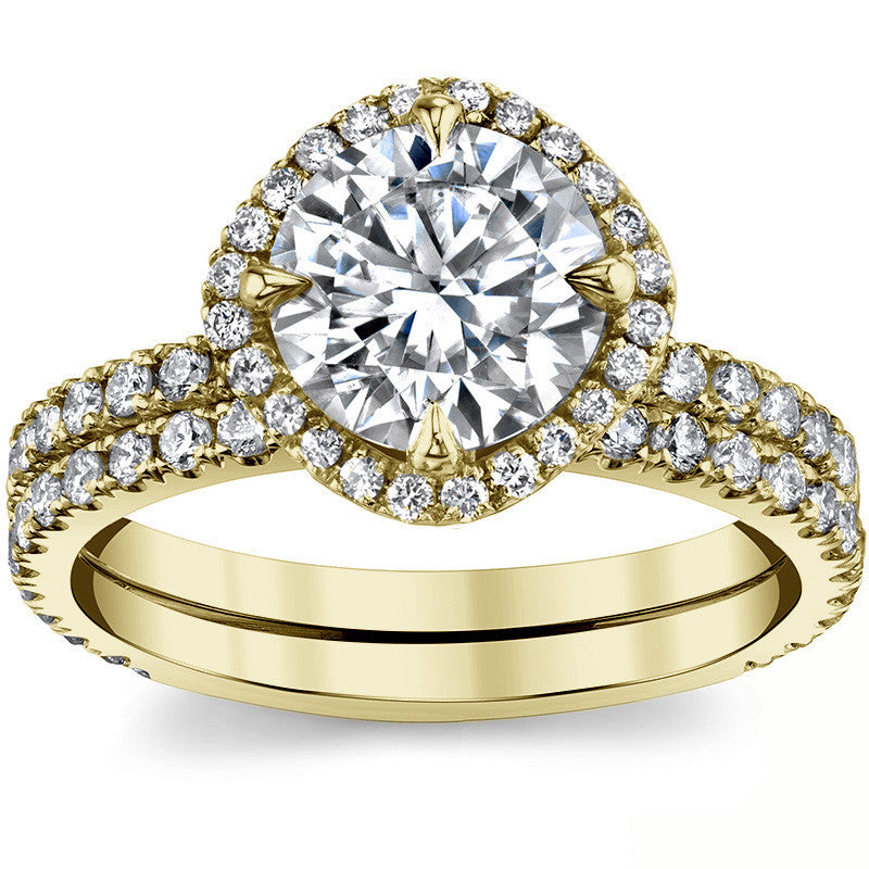 Round Kite-Set Moissanite with Cushion Halo Engagement Ring