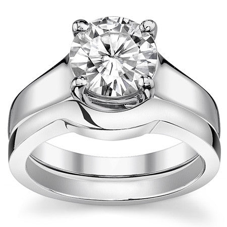 Round Moissanite Trellis Solitaire Ring