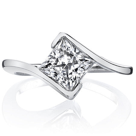 Princess Moissanite Bypass Solitaire Ring