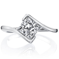 Princess Moissanite Bypass Solitaire Ring
