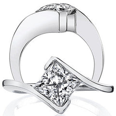 Princess Moissanite Bypass Solitaire Ring