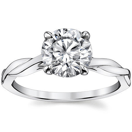 Twisted Cathedral Basket Round Brilliant Moissanite Solitaire Ring