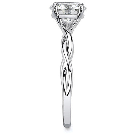 Twisted Cathedral Basket Round Brilliant Moissanite Solitaire Ring