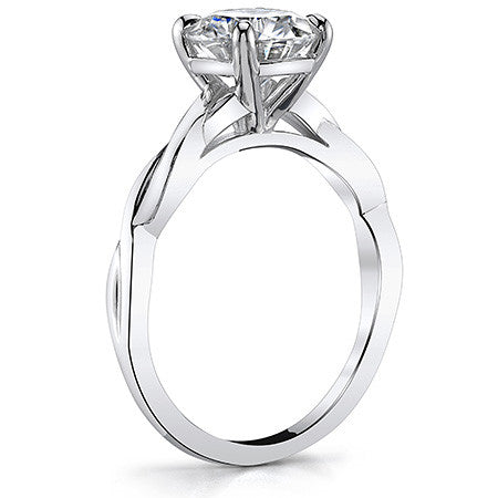 Twisted Cathedral Basket Round Brilliant Moissanite Solitaire Ring
