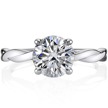 Twisted Cathedral Basket Round Brilliant Moissanite Solitaire Ring