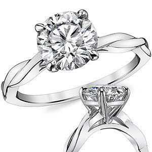 Twisted Cathedral Basket Round Brilliant Moissanite Solitaire Ring